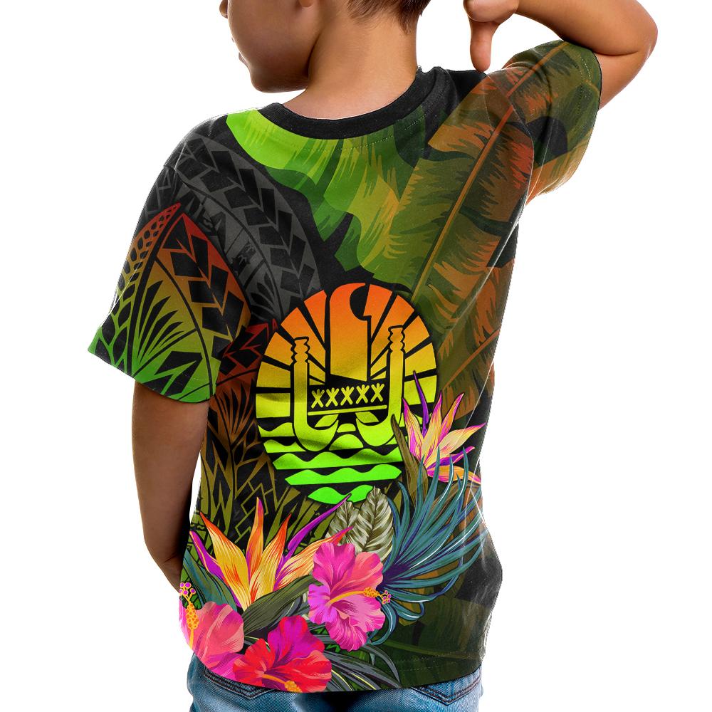 Tahiti Polynesian T Shirt Hibiscus and Banana Leaves - Polynesian Pride