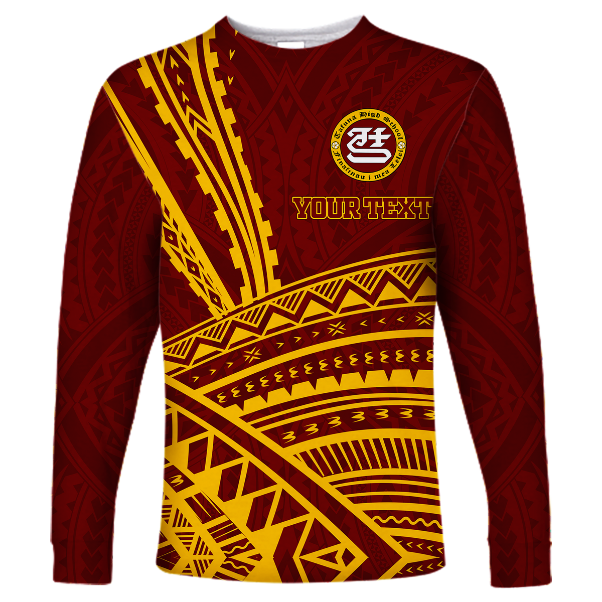 (Custom Personalised) Tafuna High School American Samoa Pride Long Sleeve Shirt - LT12 Unisex Red - Polynesian Pride