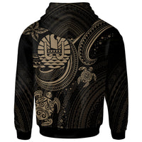 Tahiti Custom Hoodie Gold Turtle - Polynesian Pride