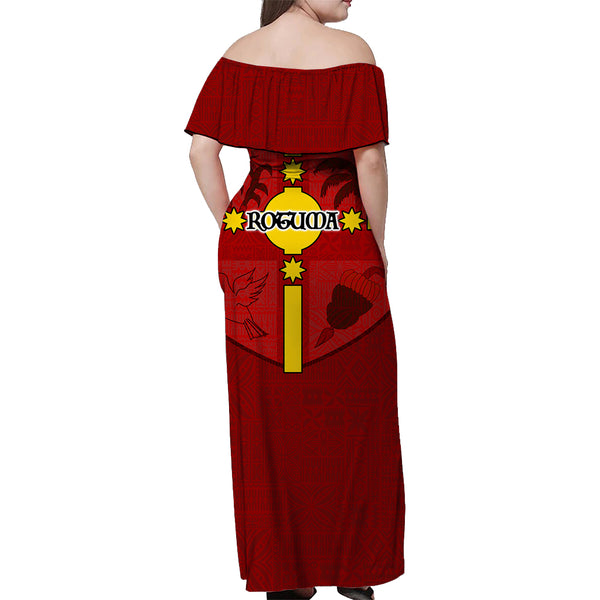 Rotuma Fiji Fijian Patterns Off Shoulder Long Dress - LT12