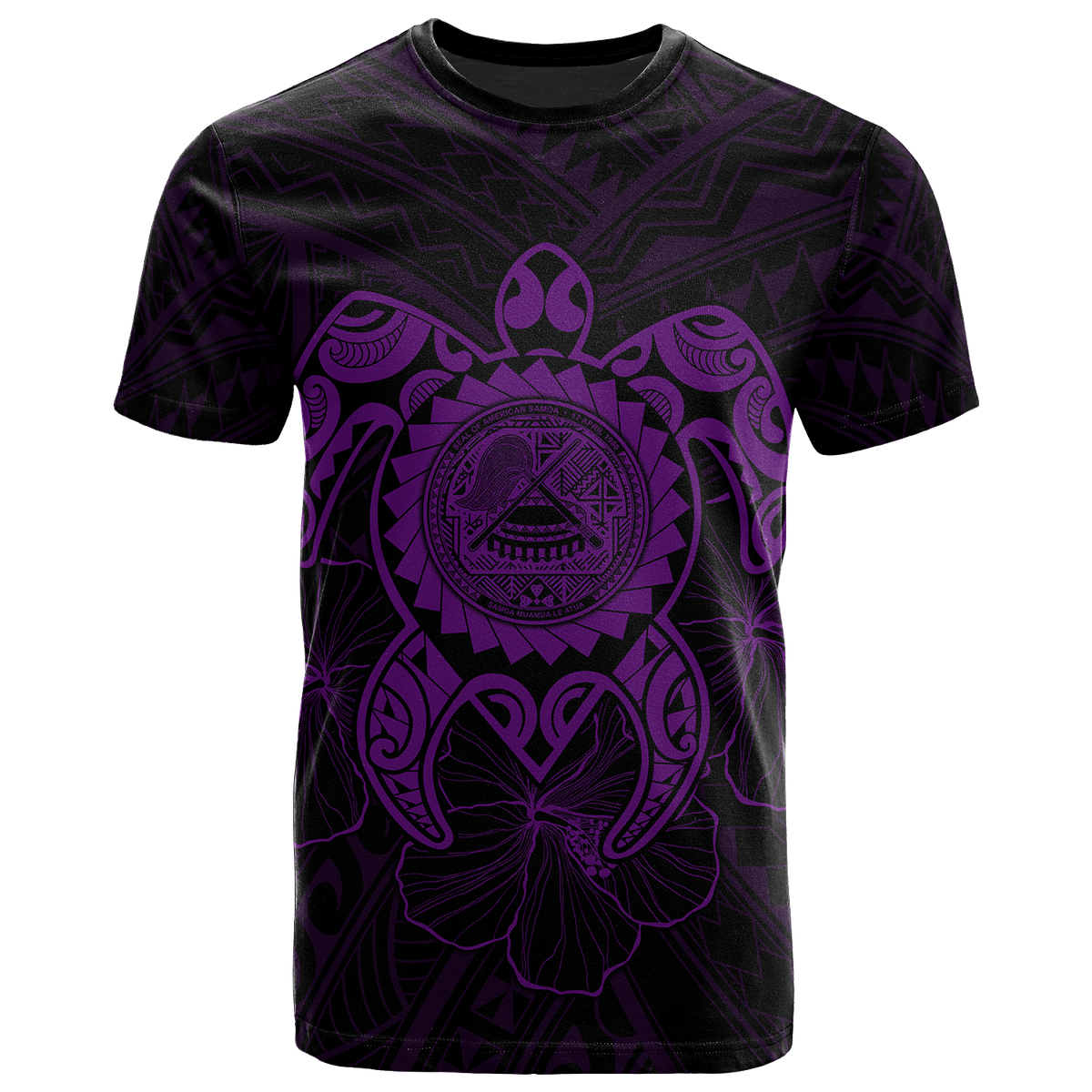 American Samoa Polynesian T Shirt Vintage Polynesian Turtle (Purple) Unisex Purple - Polynesian Pride