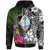 Guam Zip up Hoodie Turtle Plumeria Banana Leaf Unisex Black - Polynesian Pride