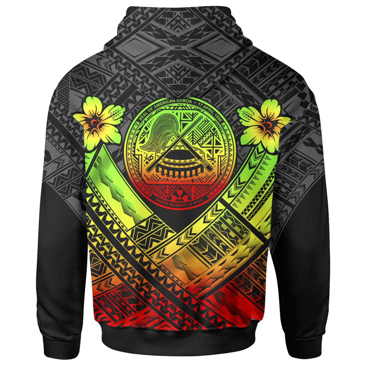 American Samoa Hoodie AS Reggae Seal Polynesian Patterns - Polynesian Pride