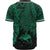 Papua New Guinea Polynesian Custom Personalised Baseball Shirt - Tribal Wave Tattoo Green - Polynesian Pride