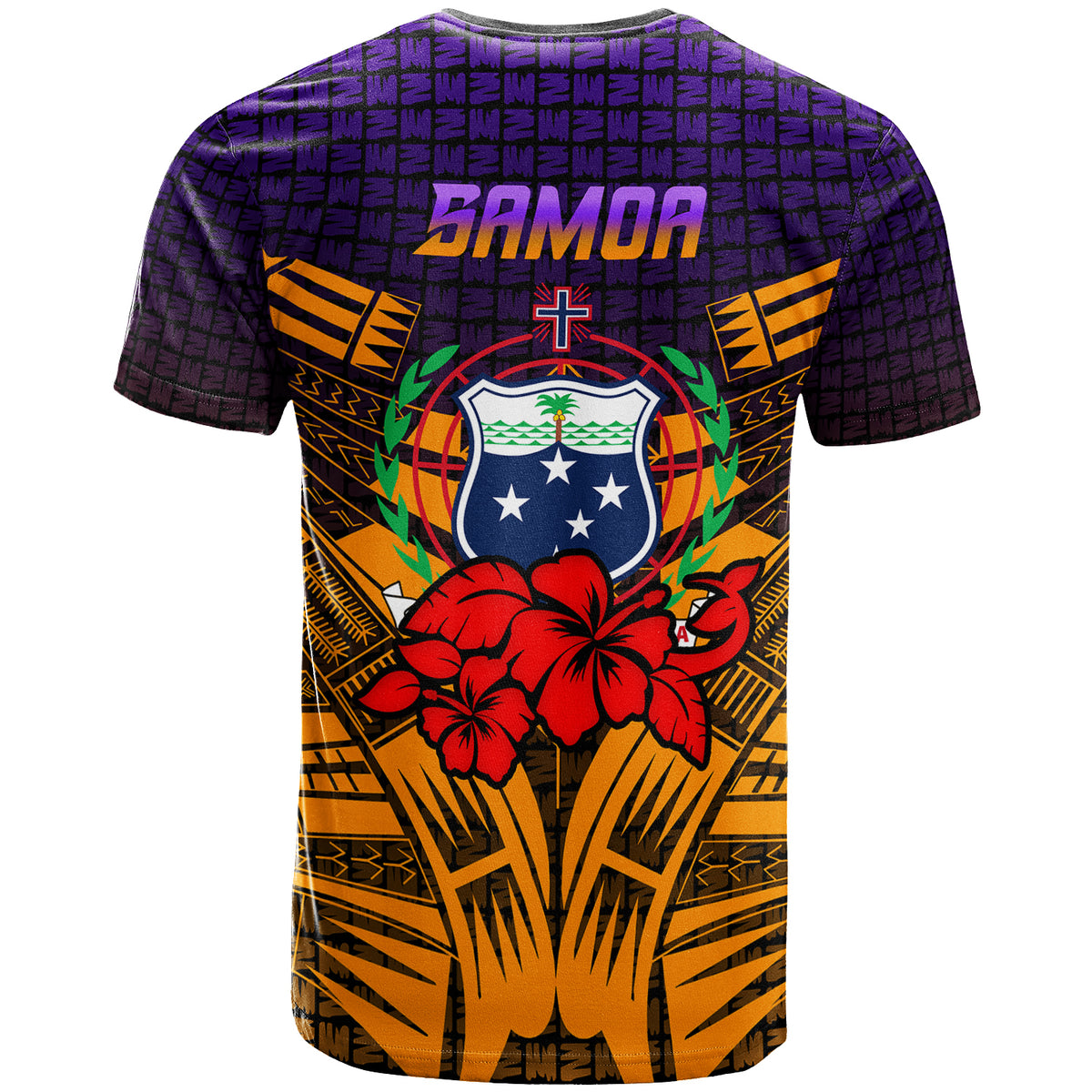 Samoa T Shirt Hibiscus With Tribal LT12 - Polynesian Pride
