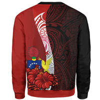 Cook Islands Polynesian Custom Personalised Sweater - Coat Of Arm With Hibiscus - Polynesian Pride