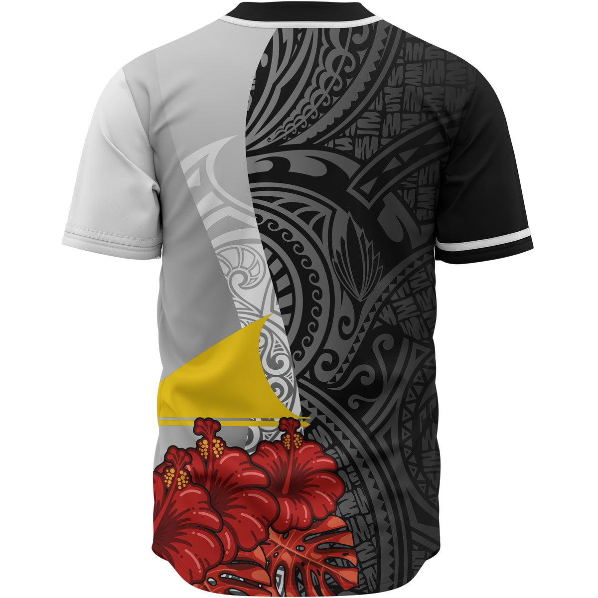 Tokelau Polynesian Baseball Shirt - Coat Of Arm With Hibiscus White - Polynesian Pride