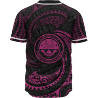 Federated States Of Micronesia Polynesian Baseball Shirt - Pink Tribal Wave - Polynesian Pride