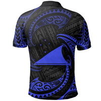 Tokelau Polynesian Polo Shirt Blue Tribal Wave - Polynesian Pride