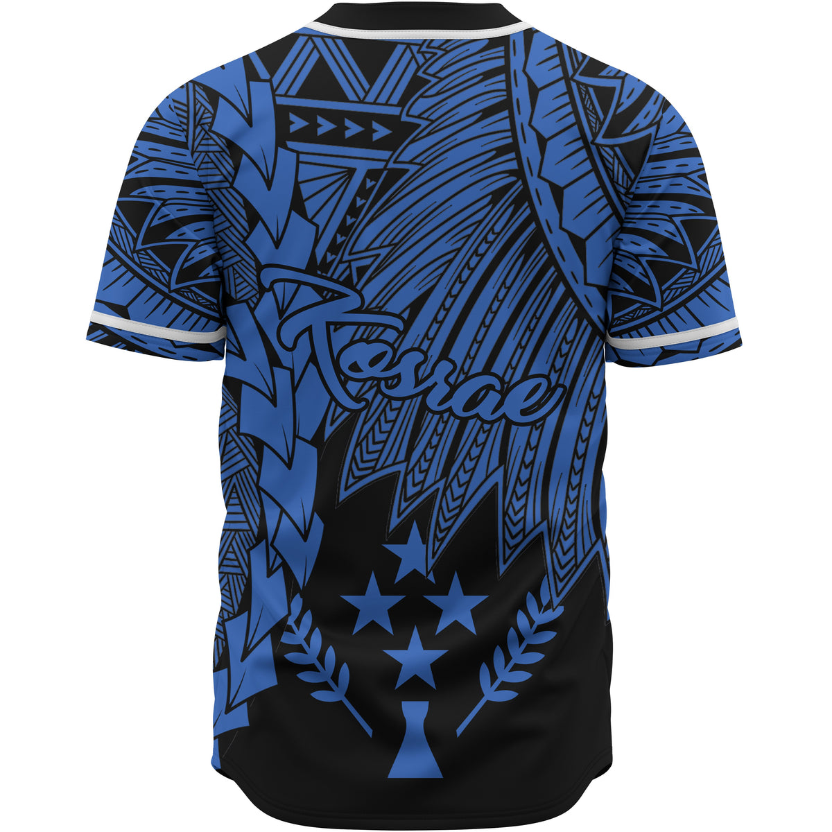 Kosrae Polynesian Baseball Shirt - Tribal Wave Tattoo Blue - Polynesian Pride