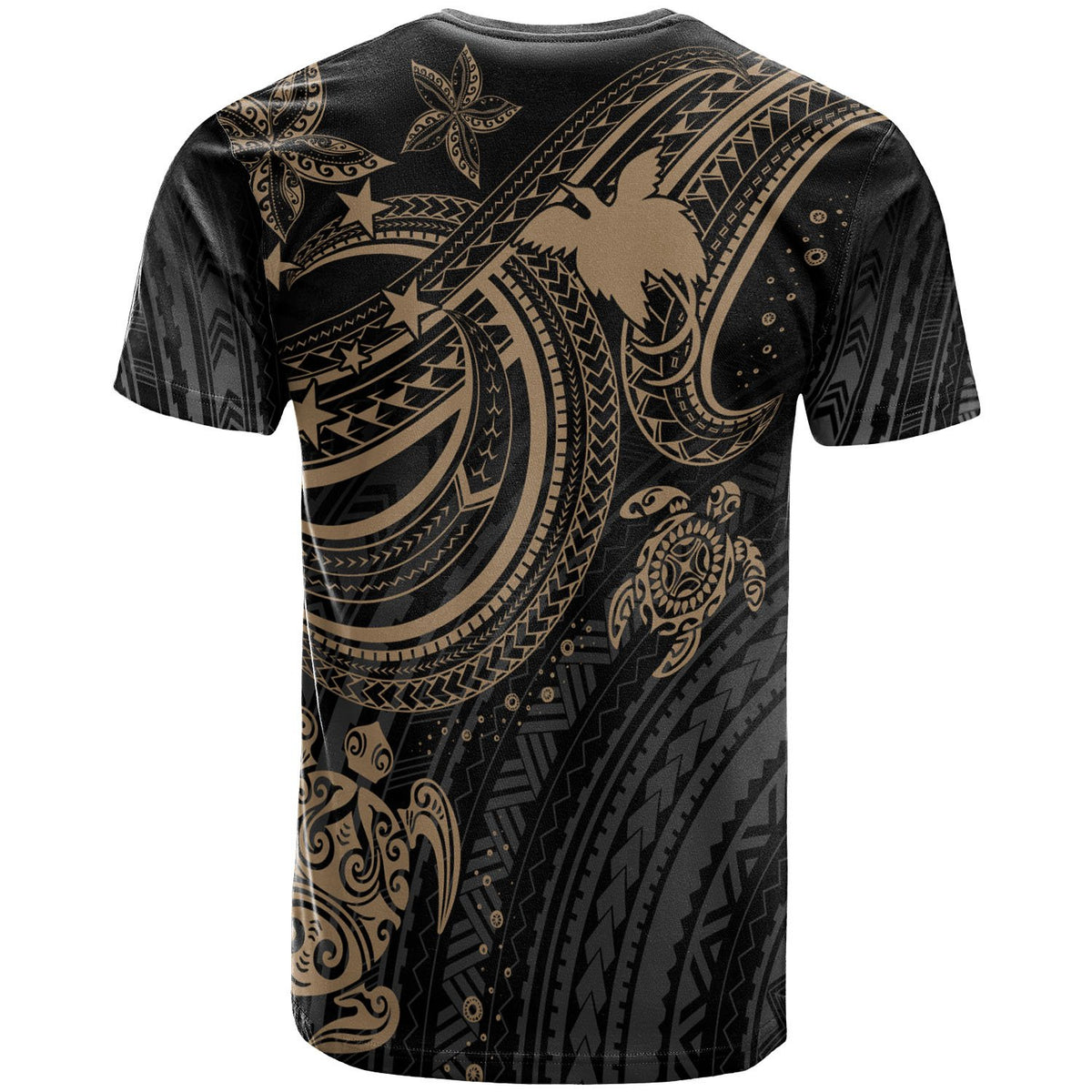 Papua New Guinea Custom T shirt Gold Turtle - Polynesian Pride