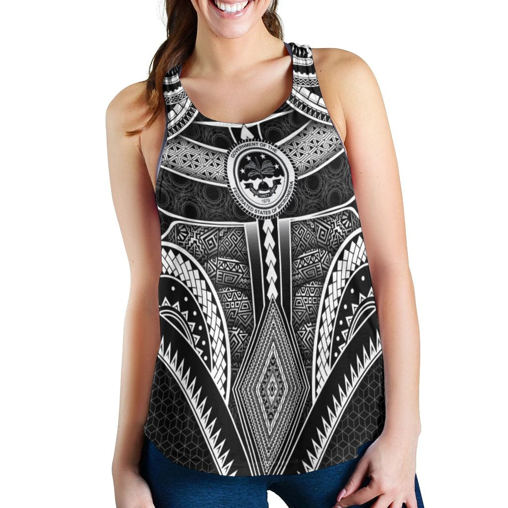 Polynesian FSM Women's Racerback Tank - Poly Pattern With COA Federated States of Micronesia - Polynesian Pride