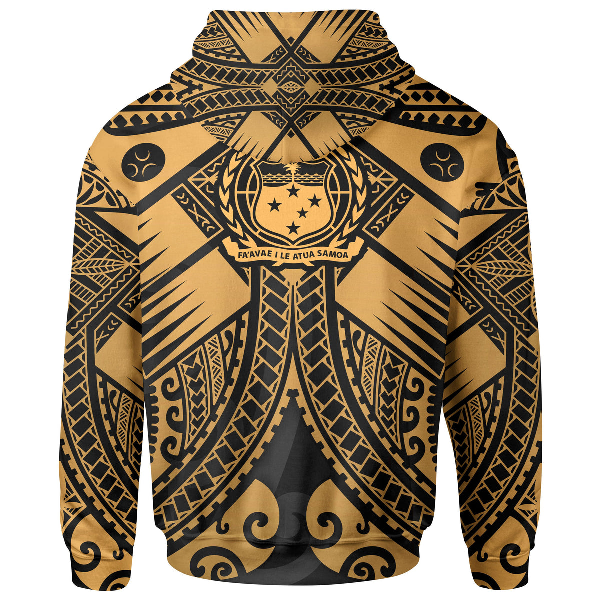 Samoa Polynesian Zip up Hoodie Samoa Gold Seal with Polynesian Tattoo - Polynesian Pride