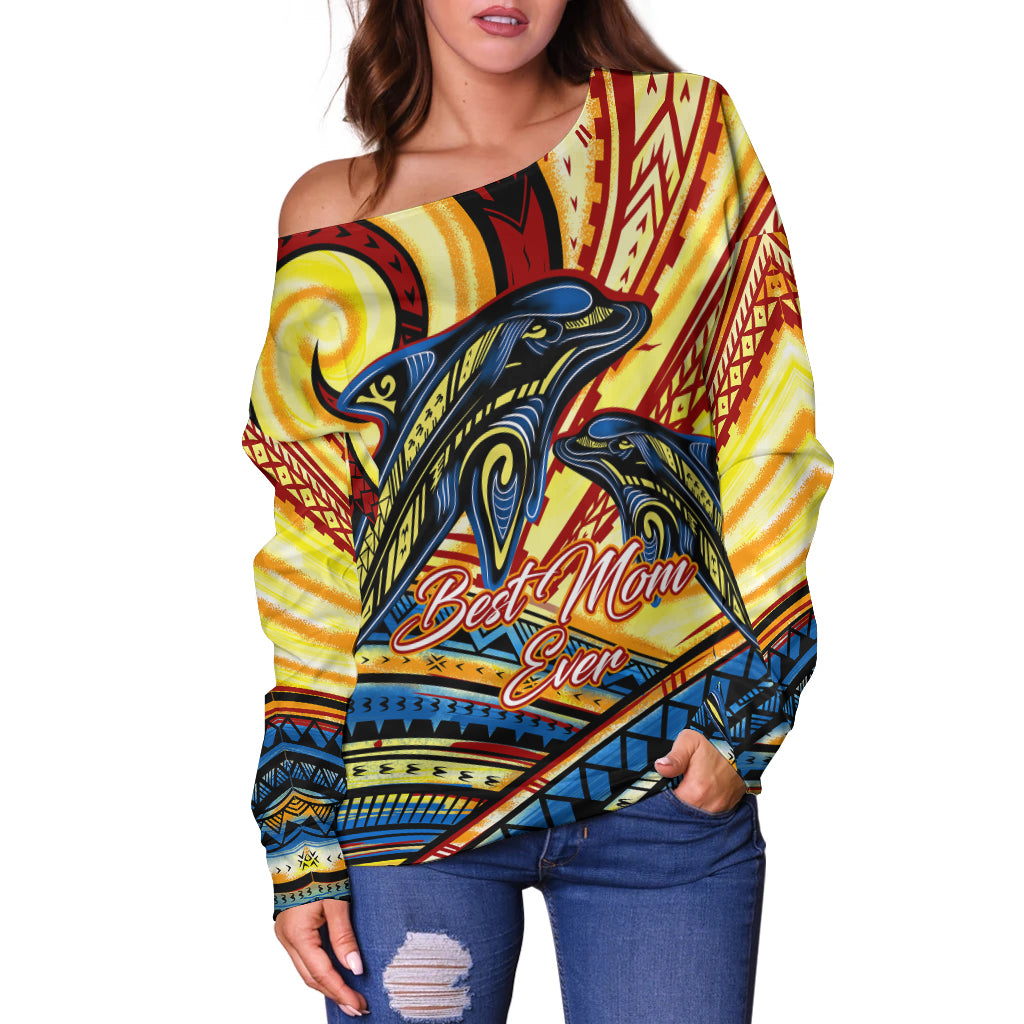 (Custom Personalised) Polynesia Best Mom Ever Women Off Shoulder Sweater - LT12 - Polynesian Pride