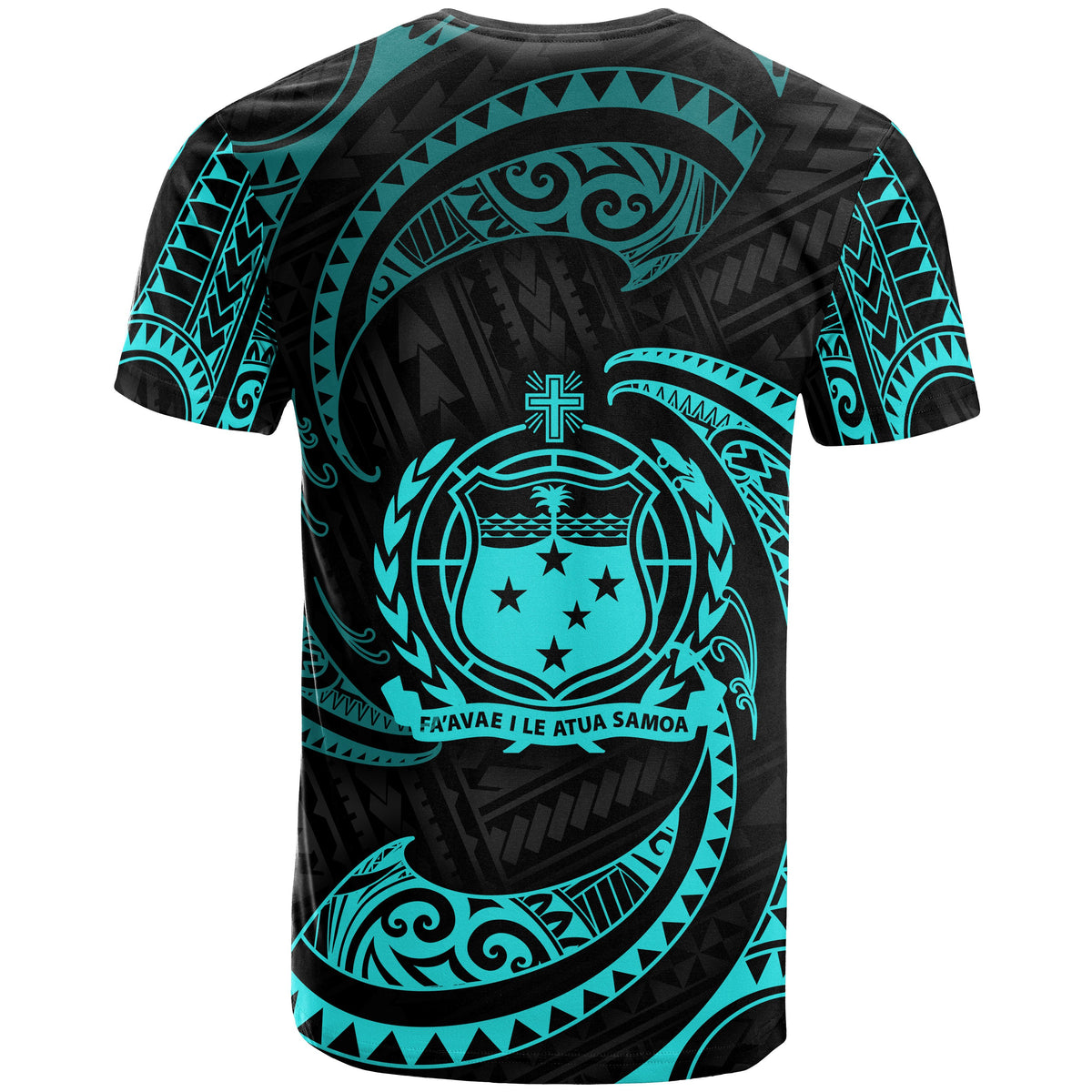 Samoa Polynesian Custom T Shirt Neon Blue Tribal Wave - Polynesian Pride