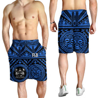 Fiji Men's Short - Fiji Seal With Polynesian Tattoo Style (Blue) - Polynesian Pride