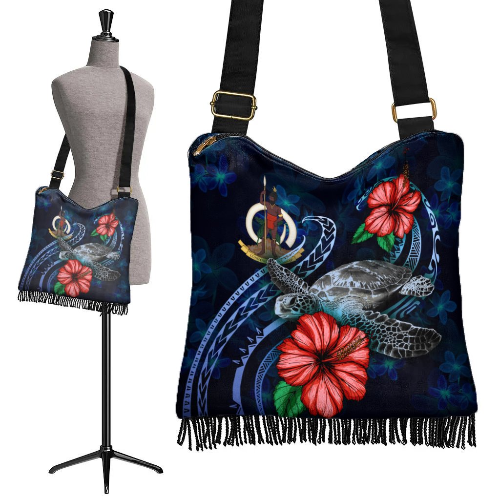 Vanuatu Polynesian Boho Handbag - Blue Turtle Hibiscus - Polynesian Pride