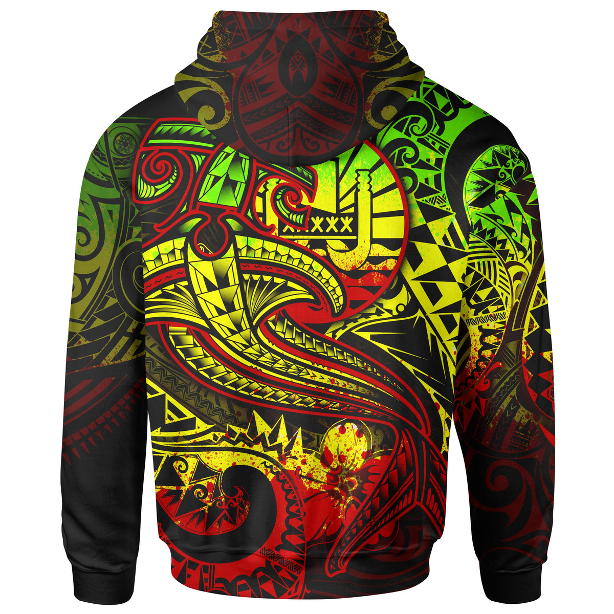 Tahiti Zip up Hoodie Reggae Shark Polynesian Tattoo - Polynesian Pride