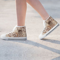 Tuvalu High Top Shoes - Hibiscus Flowers Vintage Style - Polynesian Pride