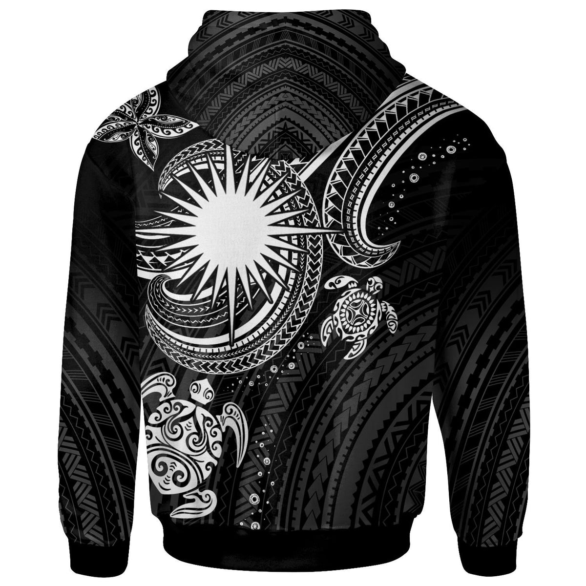 Marshall Islands Custom Hoodie White Turtle - Polynesian Pride