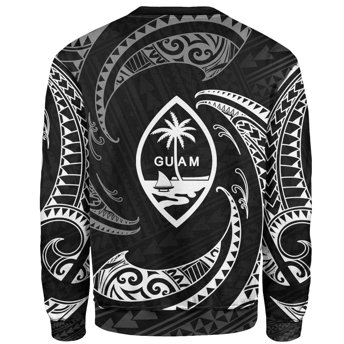 Guam Polynesian Custom Personalised Sweater - White Tribal Wave - Polynesian Pride