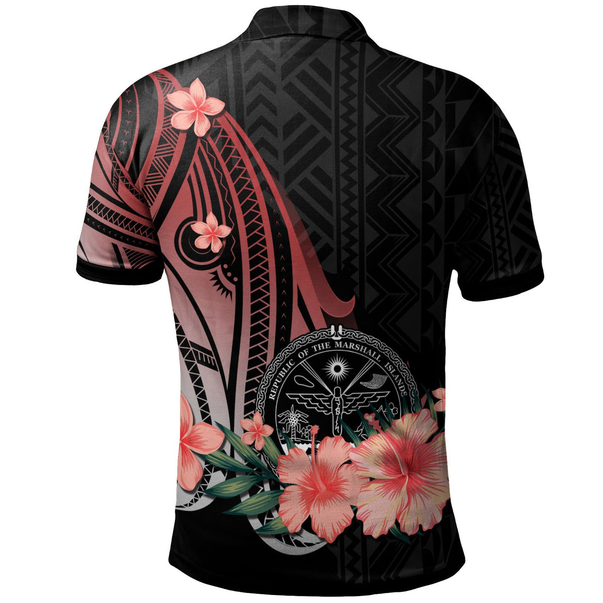 Marshall Islands Polo Shirt Red Polynesian Hibiscus Pattern Style - Polynesian Pride