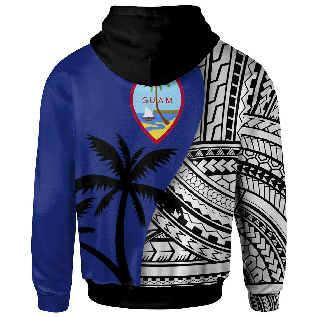 Guam Custom Zip up Hoodie Coat of Arm and Polynesian Patterns - Polynesian Pride