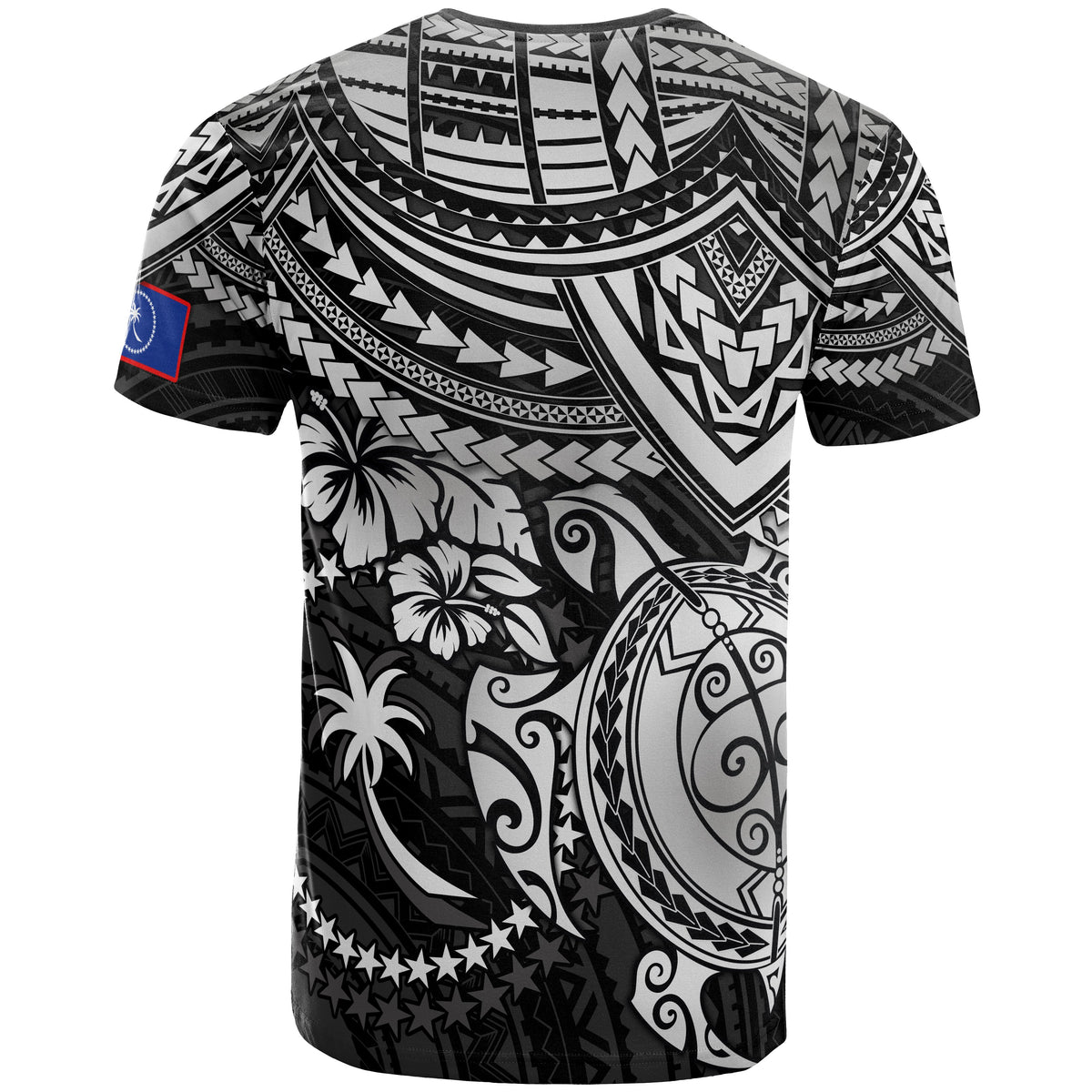 Chuuk T Shirt Chuuk Flag Polynesian White Turtle Hibiscus - Polynesian Pride