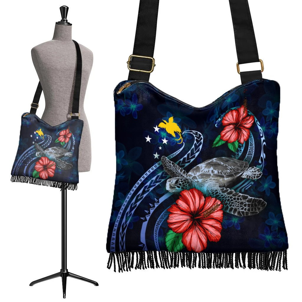 Papua New Guinea Polynesian Boho Handbag - Blue Turtle Hibiscus - Polynesian Pride