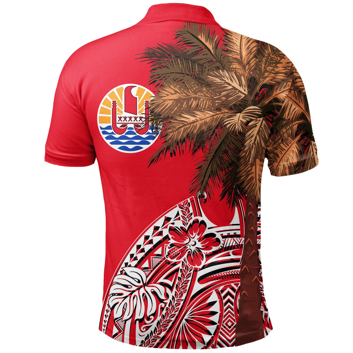 French Polynesia Polo Shirt Palm Tree Polynesian Pattern - Polynesian Pride
