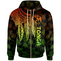 Tonga Zip up Hoodie Polynesian Wings (Reggae) Unisex Reggae - Polynesian Pride