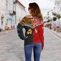 Tonga Combine Australia Aboriginal Heritage Women Off Shoulder Sweater - LT12 - Polynesian Pride