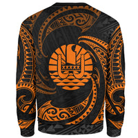 Tahiti Polynesian Custom Personalised Sweater - Orange Tribal Wave - Polynesian Pride