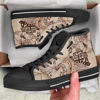 Fiji High Top Shoes - Hibiscus Flowers Vintage Style - Polynesian Pride