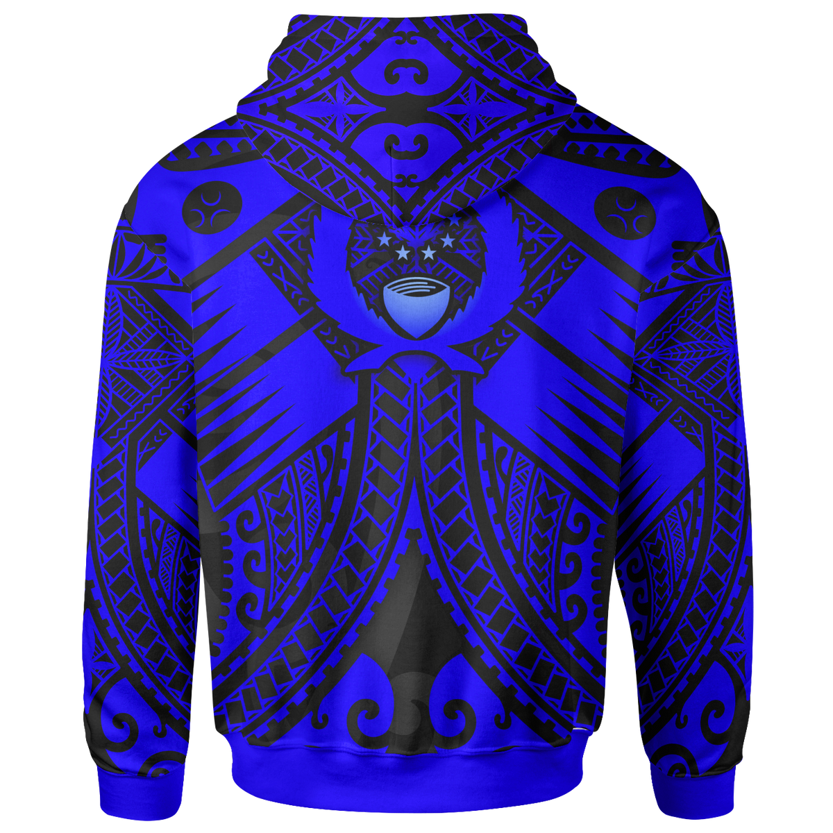 Pohnpei Zip up Hoodie Blue Seal with Polynesian Tattoo - Polynesian Pride