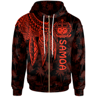 Samoa Zip up Hoodie Polynesian Wings (Red) Unisex Red - Polynesian Pride