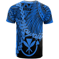 Hawaii Polynesian Custom T Shirt Tribal Wave Tattoo Blue - Polynesian Pride