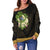 Solomon Islands Women's Off Shoulder Sweater - Polynesian Gold Patterns Collection - Polynesian Pride
