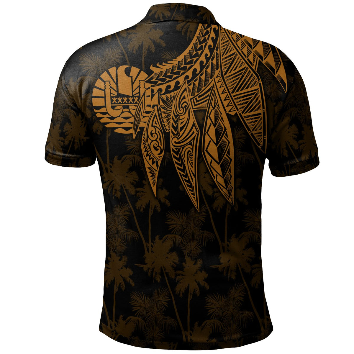 Tahiti Custom Polo Polynesian Wings (Golden) - Polynesian Pride