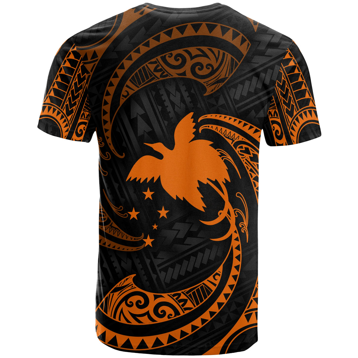 Papua New Guinea Polynesian All Over T Shirt Orange Tribal Wave - Polynesian Pride