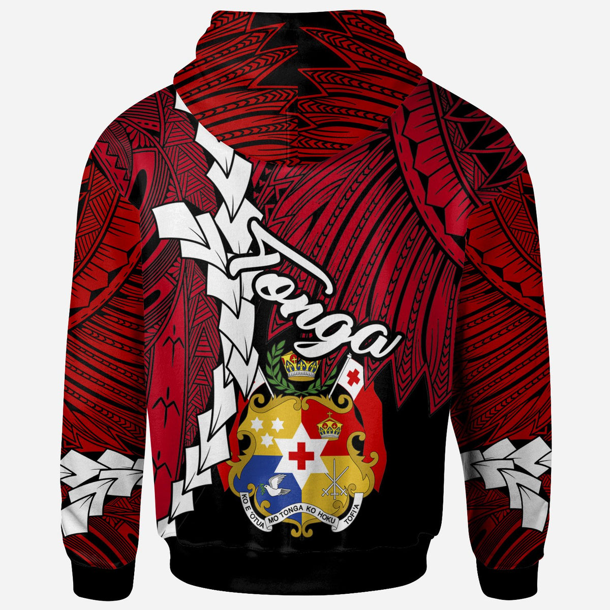 Tonga Polynesian Custom Zip up Hoodie Tribal Wave Tattoo Flag Color - Polynesian Pride