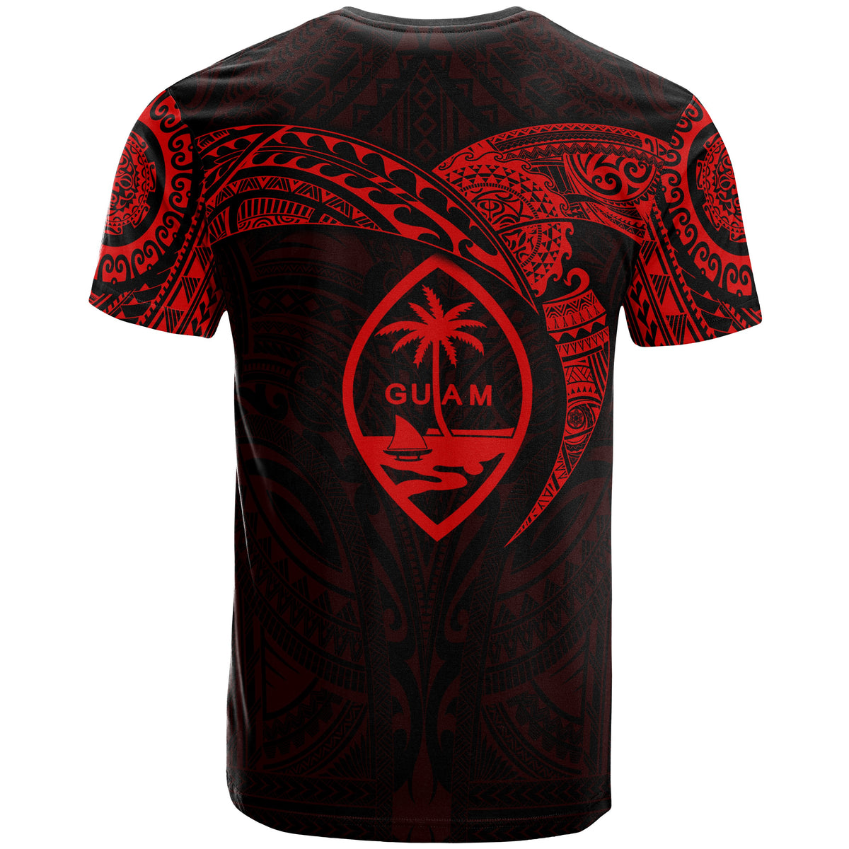 Guam Polynesian T Shirt Full Color Heart Shield - Polynesian Pride