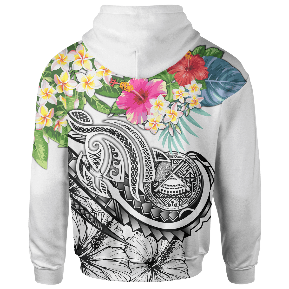 Polynesian American Samoa Zip up Hoodie Summer Plumeria (White) - Polynesian Pride