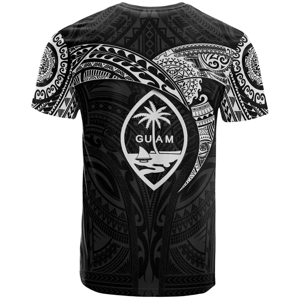 Guam Polynesian T Shirt Full Color Heart Shield - Polynesian Pride