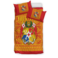 (Custom Personalised) Tonga Pattern Bedding Set Coat of Arms - Red and Yellow LT4 - Polynesian Pride