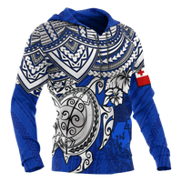 Tonga Polynesian Hoodie Blue Turtle - Polynesian Pride