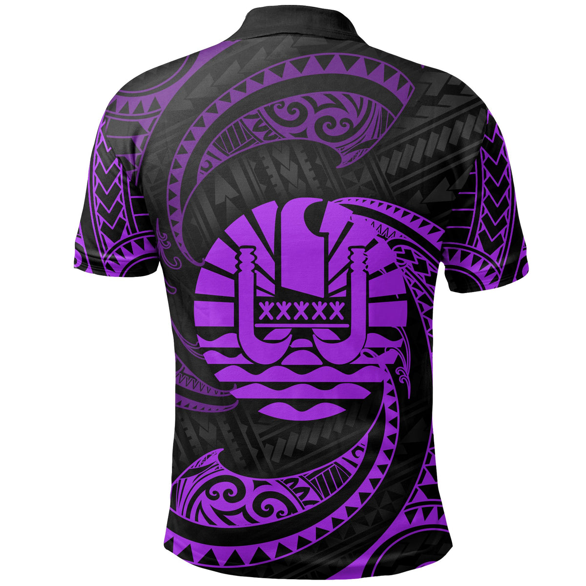 Tahiti Polynesian Polo Shirt Purple Tribal Wave - Polynesian Pride