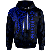 Kosrae Zip up Hoodie Polynesian Wings (Blue) Unisex Blue - Polynesian Pride