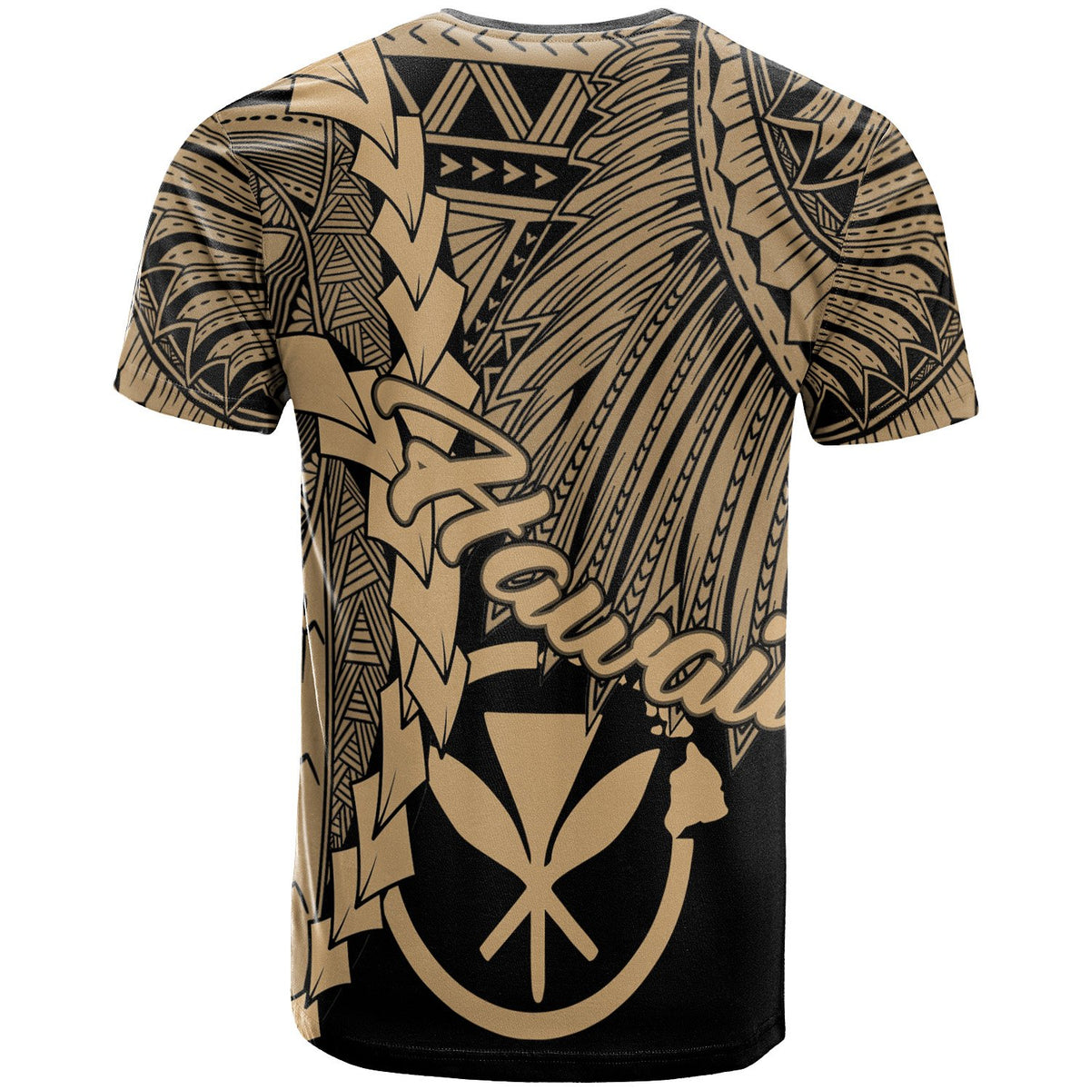 Hawaii Polynesian Custom T Shirt Tribal Wave Tattoo Gold - Polynesian Pride