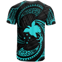 Papua New Guinea Polynesian All Over T Shirt Neon Blue Tribal Wave - Polynesian Pride